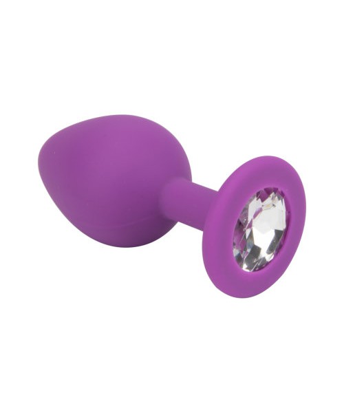 Loving Joy Jewelled Silicone Butt Plug Purple - Medium