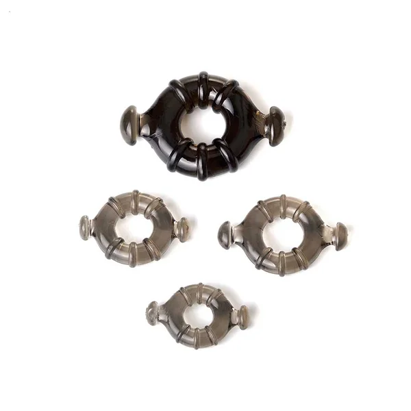 Easy Grip Cock Ring Set with Pull Tabs, Smoke by Lynk Pleasure — image 4 of 8