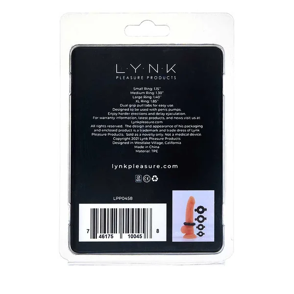 Easy Grip Cock Ring Set with Pull Tabs, Smoke by Lynk Pleasure — image 8 of 8