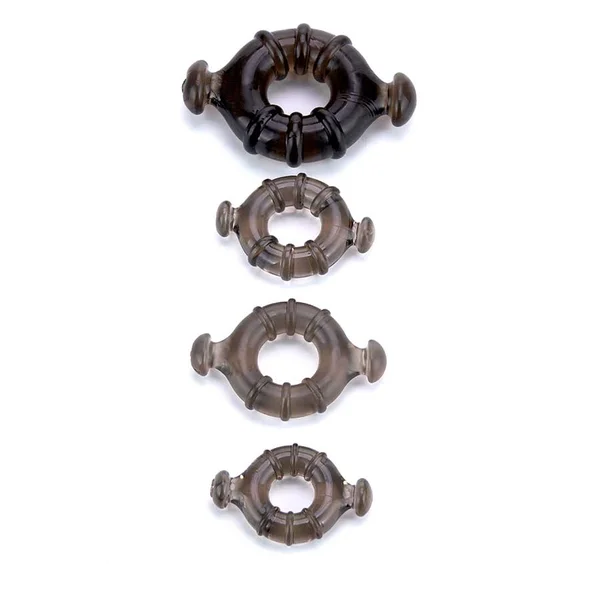 Easy Grip Cock Ring Set with Pull Tabs, Smoke by Lynk Pleasure — image 5 of 8