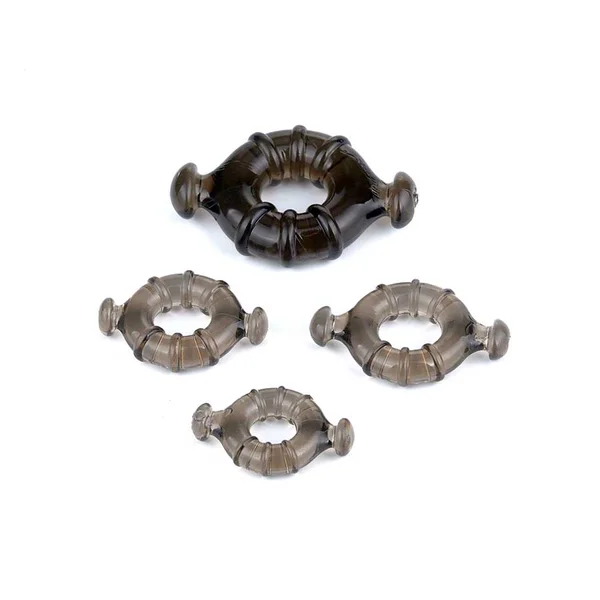 Easy Grip Cock Ring Set with Pull Tabs, Smoke by Lynk Pleasure — image 3 of 8