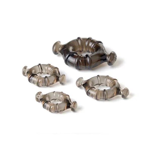 Easy Grip Cock Ring Set with Pull Tabs, Smoke by Lynk Pleasure — image 2 of 8