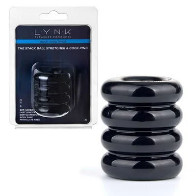 The Stack 2 Inch Ball Stretcher Cock Ring in Black by Lynk Pleasure