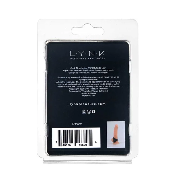 The Trio Cock Ring & Ball Stretcher Black by Lynk Pleasure — image 9 of 9