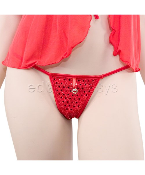 Sparkle dot babydoll with g-string