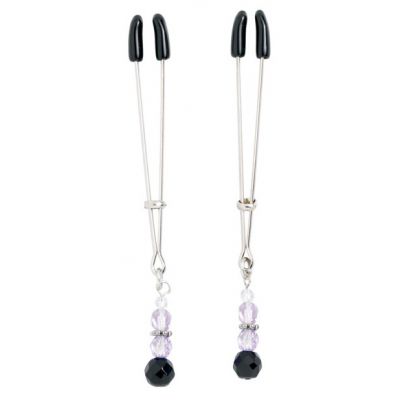 Spartacus Adjustable Tweezer Nipple Clamps w Purple Beads