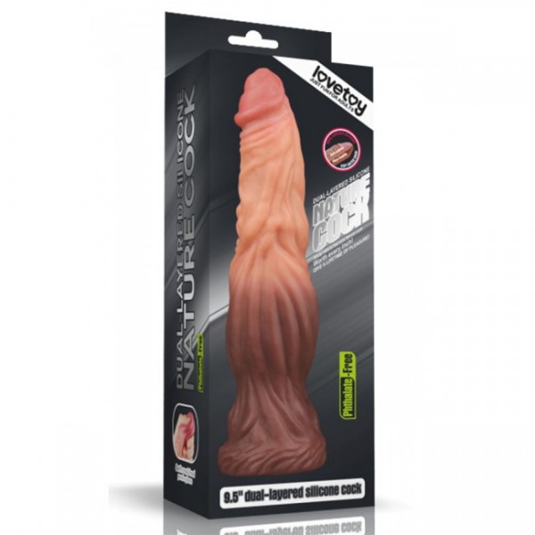 Nature Cock - 9.5 Inch Dual Layer Silicone Dildo with Bulge