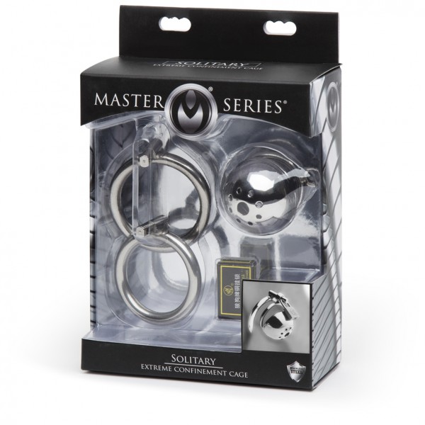 Master Series Solitary Stainless Steel Locking Chastity Cage