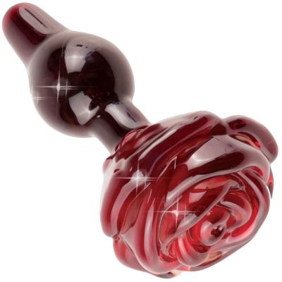 Decorative Rose Glass Anal Plug