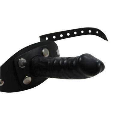 Leather dildo mouth gag