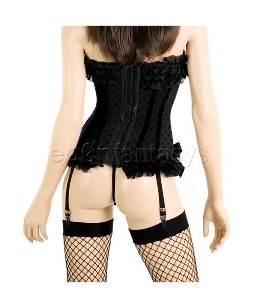 Polka dot mesh corset black