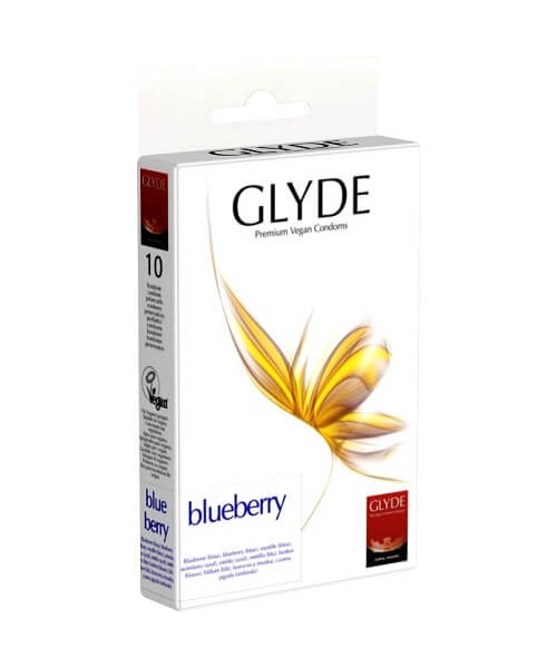 Glyde Ultra Blueberry Flavour Vegan Condoms 10 Pack