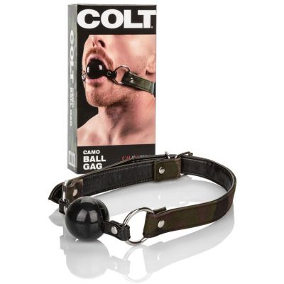 COLT Silicone Ball Gag with Camouflage Vegan Leather Straps