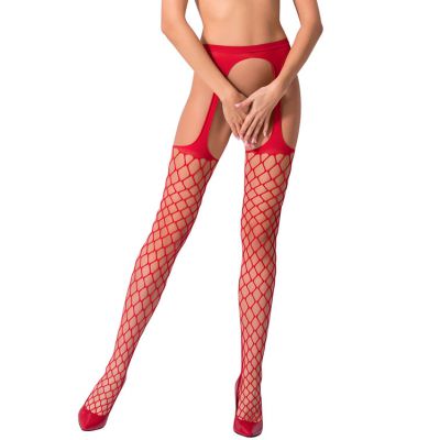 Passion Erotic Brooklyn Red Fishnet Suspender Stockings