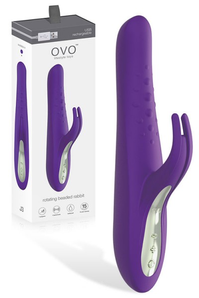 OVO J3 Rotating Beaded Rabbit Vibrator (Purple)