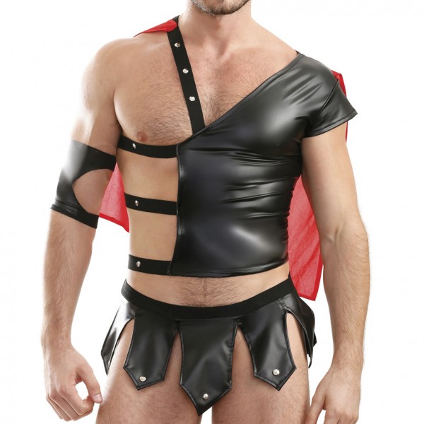 Fantasy Play Black Wet Look Gladiator Maximus Costume