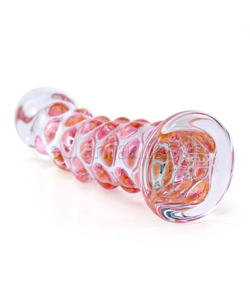 Gold rocky road nubbed glass dildo