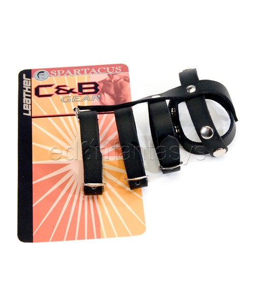 Leather cock & ball device