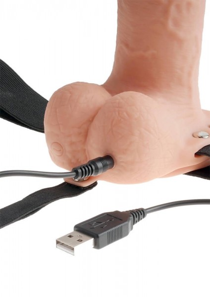 Fetish Fantasy 7 Inch Hollow Rechargeable Strap-On with Balls