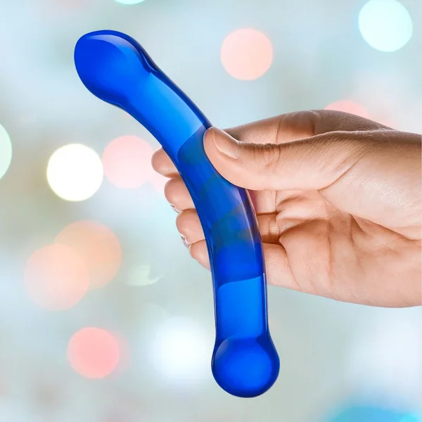 Glas 6 inches Curved Glass G-Spot Dildo Blue — image 25 of 25