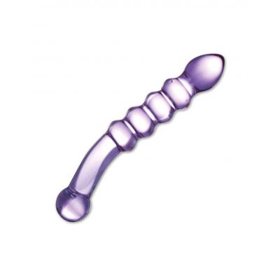 Glas Purple Rain Ribbed Glass Dildo