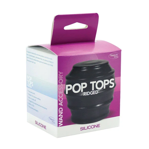 Pleasure Works Pop Top Wand Attachment - Ridged Black — image 7 of 9