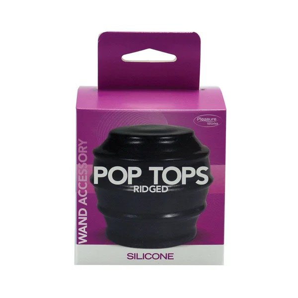 Pleasure Works Pop Top Wand Attachment - Ridged Black — image 4 of 9