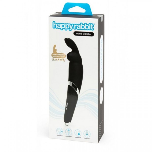 Happy Rabbit - Rechargeable Wand Vibrator (Black)