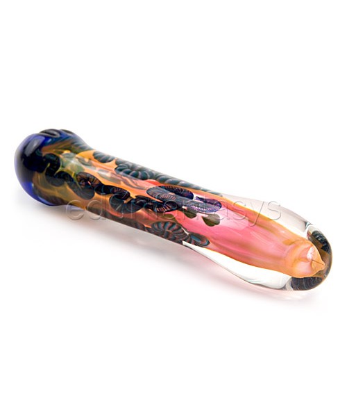 Blue head caterpillar lattachino inside out glass dildo wand