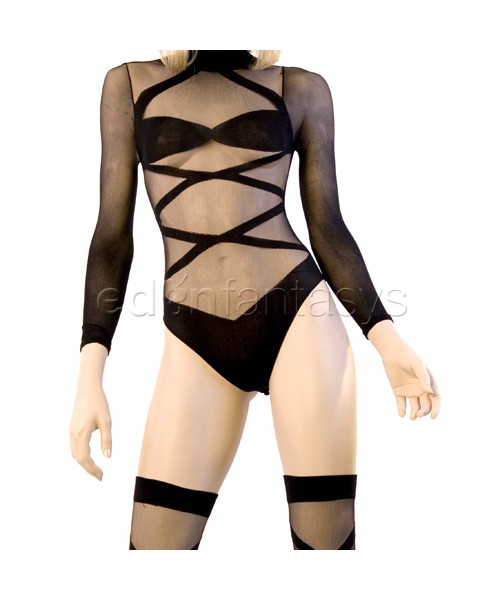 Sheer criss cross teddy set