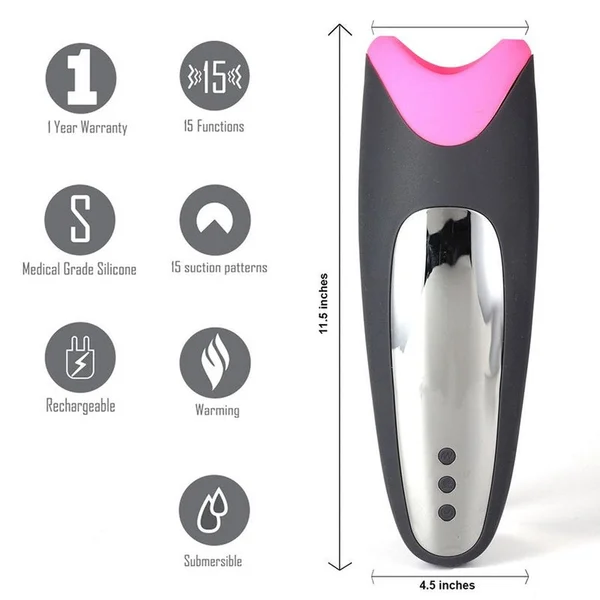 Maia Piper Vibrating Self-Heating Silicone Masturbation Sleeve with Suction — image 22 of 23