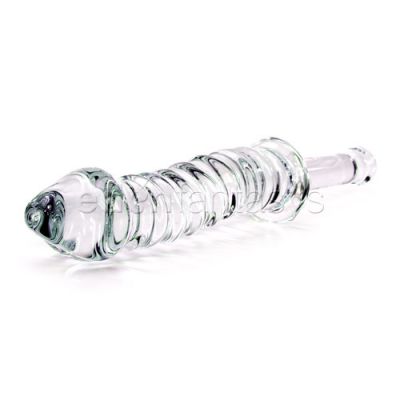 Plain spiral with handle glass dildo