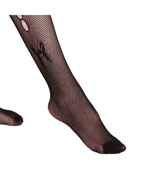 Side keyhole fishnet tights