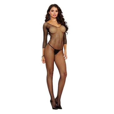 Dreamgirl One Size Black Fishnet Open Crotch Bodystocking
