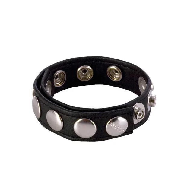 COLT Adjustable Leather Cock Ring | 8 Snap Fastener Strap — image 2 of 3