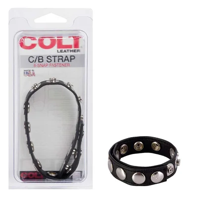 COLT Adjustable Leather Cock Ring 8 Snap Fastener Strap