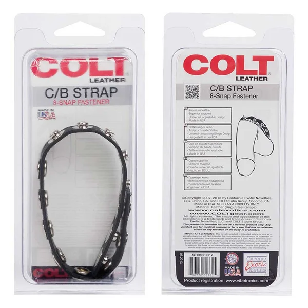 COLT Adjustable Leather Cock Ring | 8 Snap Fastener Strap — image 3 of 3