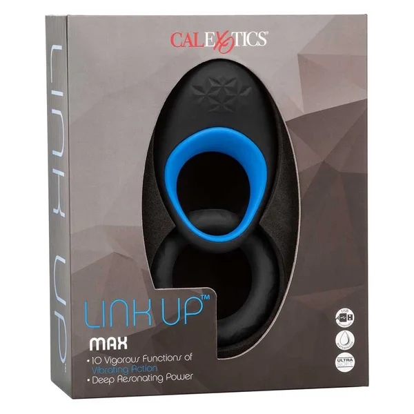 Link Up Max Vibrating Silicone Cock Ring by Cal Exotics Black/Blue — image 10 of 12