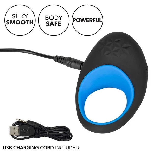 Link Up Max Vibrating Silicone Cock Ring by Cal Exotics Black/Blue — image 7 of 12