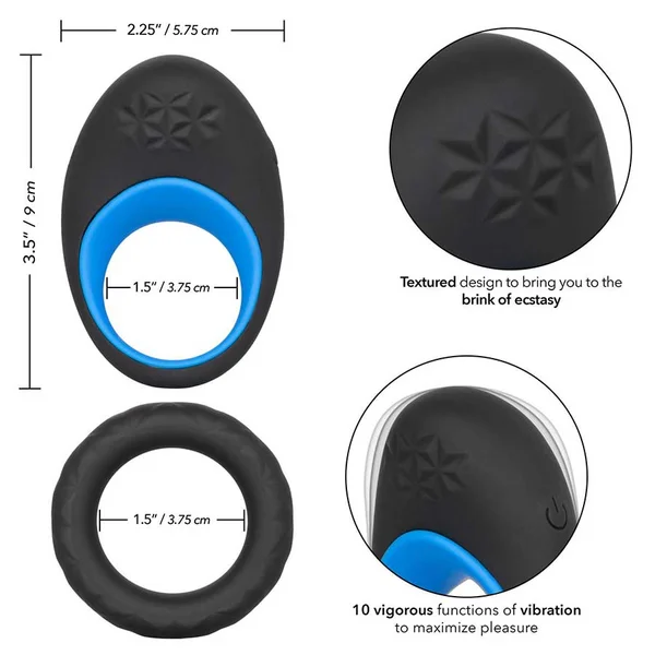 Link Up Max Vibrating Silicone Cock Ring by Cal Exotics Black/Blue — image 9 of 12