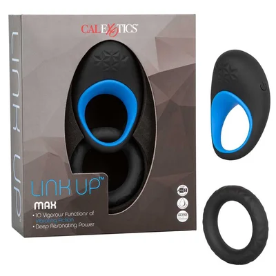 Link Up Max Vibrating Silicone Cock Ring by Cal Exotics Black Blue