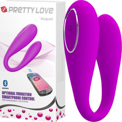 Pretty Love August Smartphone Control Rechargeable Couples Vibrator Purple