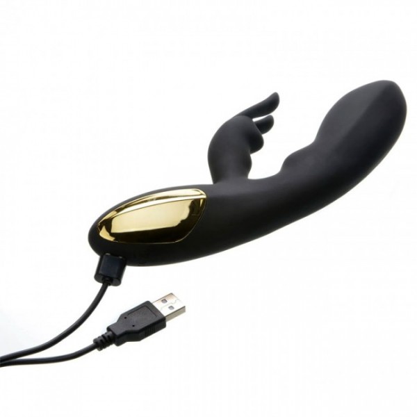Adam and Eve Gold-Plated Silicone 8" Midnight Rabbit Vibrator