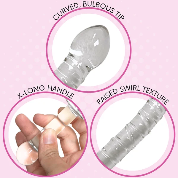 Textured Glass Dildo With Handle — image 15 of 24