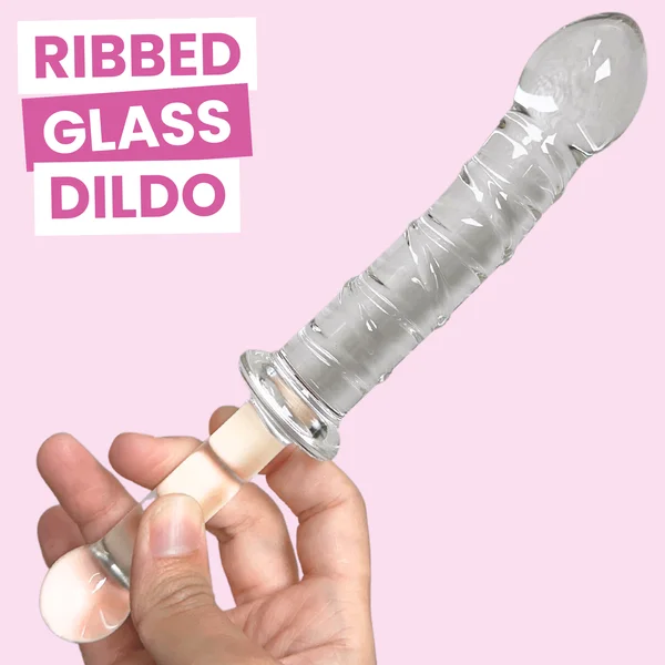 Textured Glass Dildo With Handle — image 24 of 24
