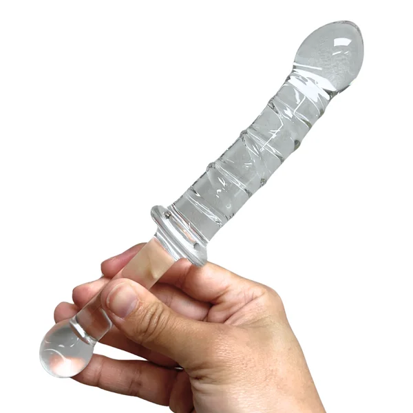 Textured Glass Dildo With Handle — image 20 of 24