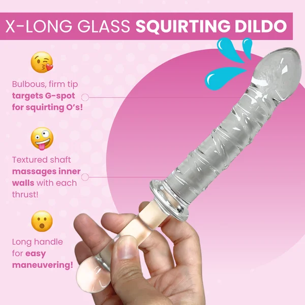 Textured Glass Dildo With Handle — image 14 of 24