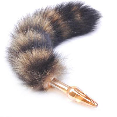 Glass Anal Plug Small w Fox Tail