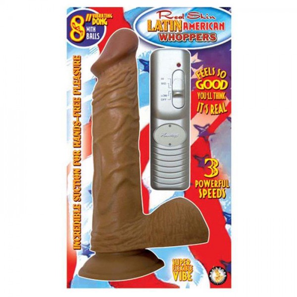 Real Skin Latin American Whoppers Vibrating Dong With Balls — image 4 of 6