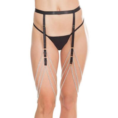 Silver Black Chain Garter Belt